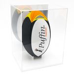 Rugby Ball Display Case Deluxe - White Base (Mirror Back)