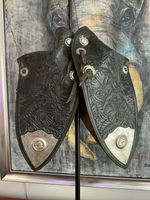 Rare Olsen Nolte Tapaderos Marked Western Sterling Silver 14k  Gold Antique