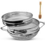 LAMONCE Double Sieve Stainless Steel Honey Strainer Beekeeping Filter with Stirr