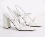 BOOHOO Buckle Detail White Strappy Block Heel Sandals UK 7 & 8 New