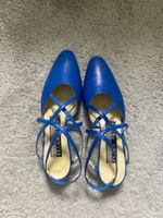 Vintage Real Leather Ellen Tracy Royal Blue Slingback Shoes Size US 7 UK 4.5