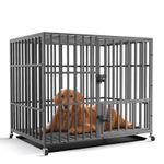 BingoPaw Heavy Duty Pet Dog Cage Strong Metal Crate Kennel Playpen Movable Wheel