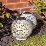 2 Pack Solar Lanterns White Sphere Garden Lights Outdoor Ornaments