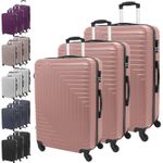 3 Pcs Suitcase Set ABS Hard Shell 4 Wheeled Trolley Lightweight Luggage QUEST