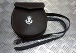 Genuine British Military Issue Brown Leather Day Sporran / Purse With Strap