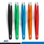 Azatek Eyebrow Hair Tweezers Professional Slanted Stainless Steel Hair Pluckers