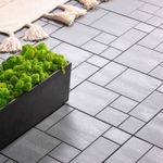 10 Mosaic Garden Patio Balcony Interlocking Composite Decking Tiles Light Grey