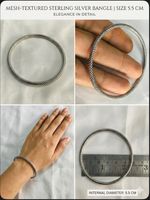 Genuine 925 Sterling Silver Mesh Bangle Minimalist Textured Bracelet Kada Indian
