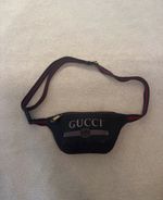 Gucci Leather Bumbag Waist Bag Black with Red & Green Web Strap