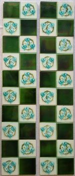 10 Beautiful Antique Art Nouveau 6"x 6" Victorian Tile by Corn Bros circa 1900s