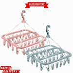 Sock Hanger Dryer Washing Line with 32 Pegs Airer for Underwear Socks Pants