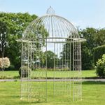 Deluxe Wrought Iron "Alaina" Champagne Powder Coated Garden Gazebo - Cream