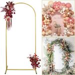 Gold Metal Wedding Arch Frame, Round Top Backdrop Stand Party Balloon