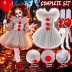 Pennywise Halloween Costume Girl Creepy Carnival Fancy Kids Dress up
