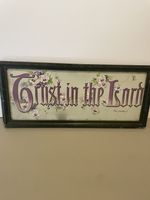Antique Religious Motto Print floral Framed Victorian Edwardian Wall Art cottage