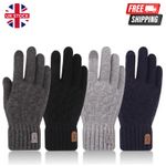 Winter Warm Knitted Touch Screen Gloves Men’s Thick Wool Cashmere Warm Gloves