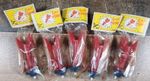 Vintage Lot Of 5 1960s Bee Cap Bomb Toys Missles Shaped Brand New NOS Retro Red