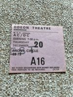 AC/DC Bon Scott ticket Birmingham Odeon 20/12/79 #A16 Highway to Hell tour