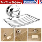 Strong Suction Bathroom Shower Chrome Accessory Soap Dish Holder Cup Tray UK