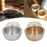 Double Ear Tea Strainer Infuser made of Stainless Steel with Drip Bowl and Lid