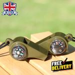 High Decibel Emergency Rescue Whistle Compass Thermometer Keychain