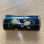 Kigu Vintage Barrel Cigarette Case Lipstick Holder Ducks/Reeds brass/enamel 