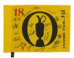 Open Championship 2026 Royal Birkdale signed pin flag. Koepka, Schauffele, Clark