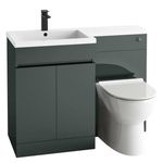 1100mm L Shape Anthracite  Bathroom Furniture  Vanity WC Unit Resin Basin
