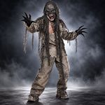 Burnt Zombie Halloween Costume Set Top Pants Mask Gloves Adult Kids Horror