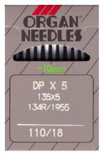 Industrial Sewing Machine Needles 135X5, 134R Size 110/18 Genuine Organ Needles
