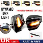 2x Dynamic LED Wing Mirror Indicator Light Smoke Lens For Ford Galaxy C-Max Kuga