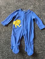 John Lewis Newborn Blue Jersey Cotton Zip Footed Babygrow Lion Embroidered
