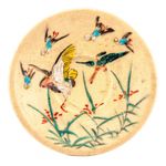 Porcelain Japanese Satsuma Saucer Bird Kinkozan Mark Meiji Period 19th Century