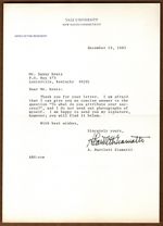 A. Bartlett Bart Giamatti Signed Baseball Commissioner Letter 1983 JSA AH LOA!