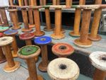 Antique Vintage Coloured End Wooden Industrial Textile Bobbins Spools