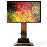 Industrial Wood TV Stand Height Adjustable Floor TV Mount w/ Shelf 32-65” LCD TV