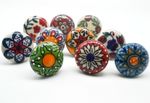 COLOUR FLOWER KNOBS Vintage Shabby Chic Knobs Wardrobe Drawers Handle Pull B61