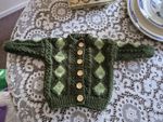 Brand New Hand Knitted Green Aran Cardigan With Diamond Design. Chest Size 20'
