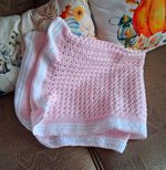 Pink & White Crochet Knit Baby Multi-Purpose Blanket for Crib, Cot, Pram