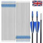 24Pcs 30 inch Fibreglass Archery Arrows Field Hunting & Target Broadhead Tool UK