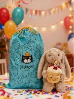 Jellycat Bashful Beige Bunny Birthday Soft Stuffed Toy with Birthday Cake, Dust 