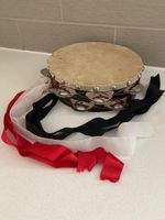 Vintage Tambourine with Hide Skin & Double Row & Handmade Case -Early 1970's VGC