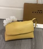 COACH Chelsea Shoulder Bag 30 Brass Vanilla Yellow Leather CDS58 With Charm NWT