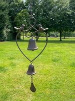Brown Heart Hanging Windchime Garden Gift Outdoor Bell Bird Decoration Decor