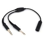 Helicopter Aviation Headphone Cable Adapter 7.1mm To GA Dual Plug 40cm Black