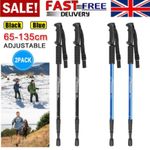 1Pair Telescopic Walking Hiking Trekking Poles Sticks 3-Section Antishock Unisex