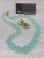 EPOC Vintage Joan Rivers Gold & Ice Blue Lucite Necklace, Clip-On earrings set