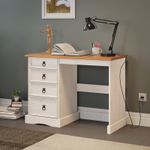 Corona Dressing Table White Painted Wax Computer Desk Solid Wood Pine Wooden