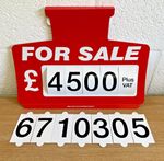 Car Sales Sign/Price Board PLUS Numbers Sheet/For Sale Sign/Sun Visor (Red) (1)