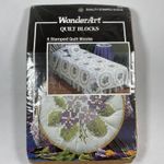 WonderArt 6 Stamped Quilt Blocks #1975 Violets 17"x17" Flowers Kit Never Opened